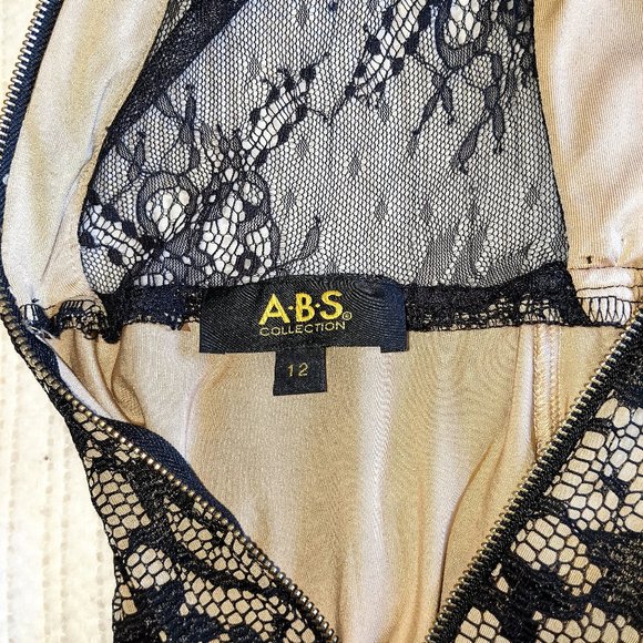 *Black Lace Deep V Neck Dress by A.B.S.- Size 8 - Picture 7 of 7